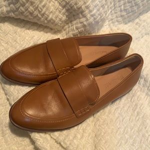 Cognac Brown leather loafer flat